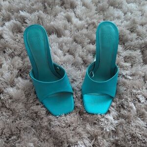 Zara Turquoise Clear Heels, Size 4.5